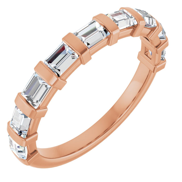 14K Gold Straight Baguette Lab-Grown Diamond Bar Channel-Set Anniversary Band – 1/5–3/4 CTW - Rose Gold