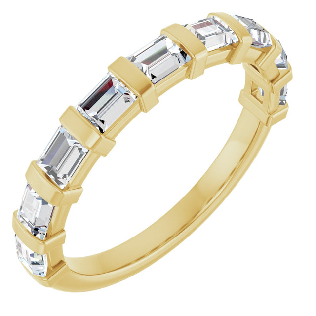 10K Gold Straight Baguette Natural Diamond Bar Channel-Set Anniversary Band – 3/4–1 CTW (Style 123675) - Yellow Gold