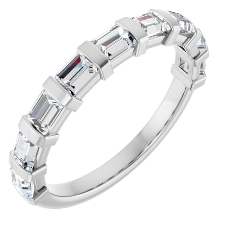 10K Gold Straight Baguette Natural Diamond Bar Channel-Set Anniversary Band – 3/4–1 CTW (Style 123675) - White Gold