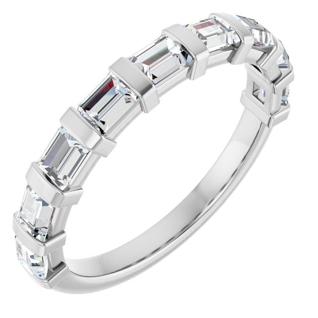 10K Gold Straight Baguette Natural Diamond Bar Channel-Set Anniversary Band – 3/4–1 CTW (Style 123675) - White Gold