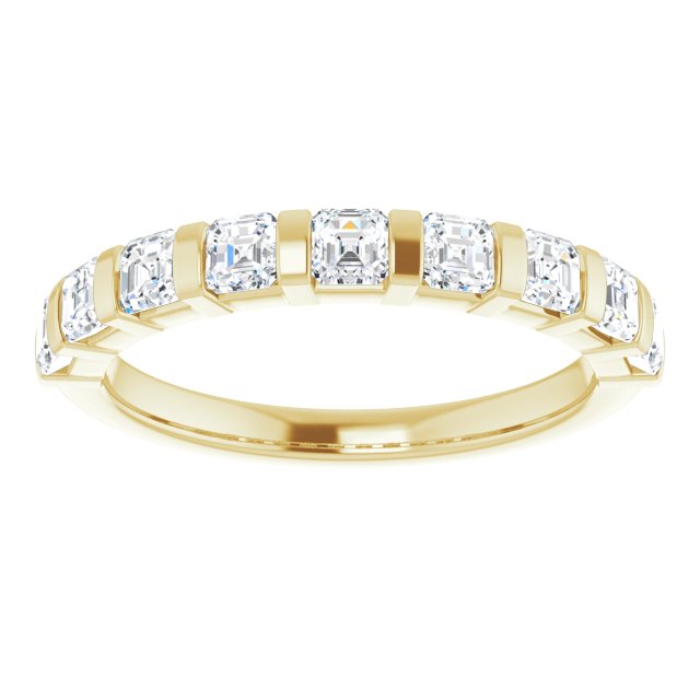 14K Gold Asscher Natural Diamond Bar Channel-Set Anniversary Band – 5/8–1 3/8 CTW (Style 123675) - Yellow Gold - view 3