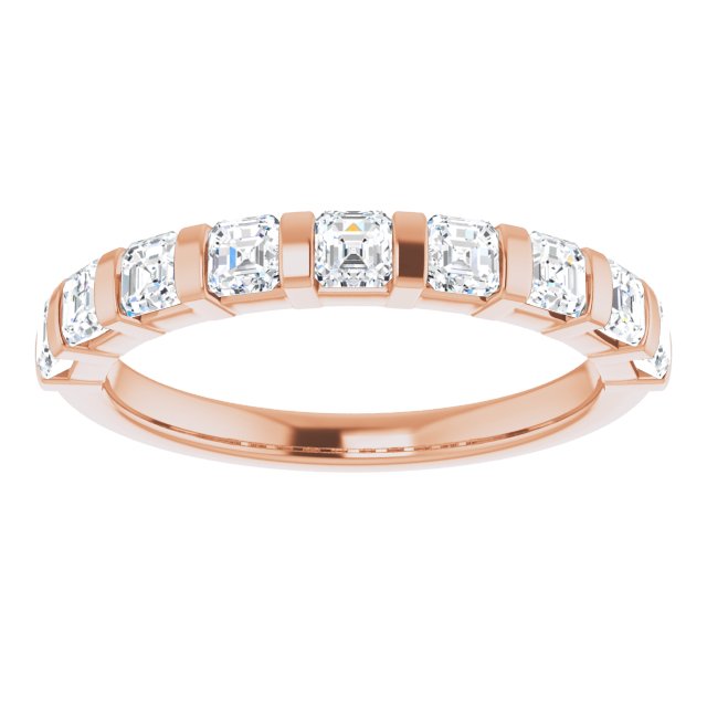 14K Gold Asscher Natural Diamond Bar Channel-Set Anniversary Band – 5/8–1 3/8 CTW (Style 123675) - Rose Gold - view 3