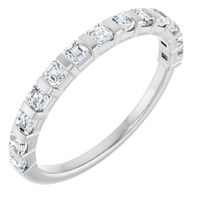 14K Gold Asscher Lab-Grown Diamond Bar Channel-Set Anniversary Band – 5/8–1 3/8 CTW - White Gold