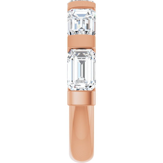 10K Gold Emerald Lab-Grown Diamond Bar Channel-Set Anniversary Band – 1 5/8–2 1/2 CTW (Style 123675) - Rose Gold - view 4