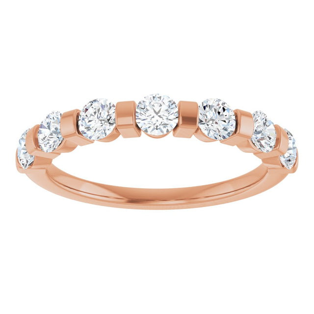 10K Gold Round Lab-Grown Diamond Bar Channel-Set Anniversary Band – 7/8–1 1/3 CTW - Rose Gold - view 3