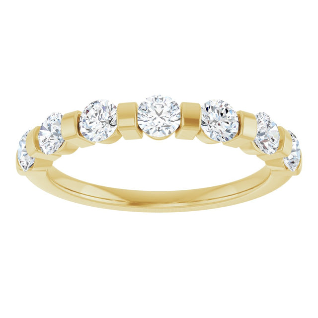 10K Gold Round Lab-Grown Diamond Bar Channel-Set Anniversary Band – 7/8–1 1/3 CTW - Yellow Gold - view 3