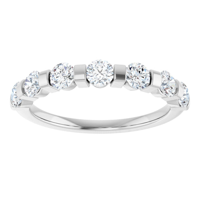10K Gold Round Lab-Grown Diamond Bar Channel-Set Anniversary Band – 7/8–1 1/3 CTW - White Gold - view 3