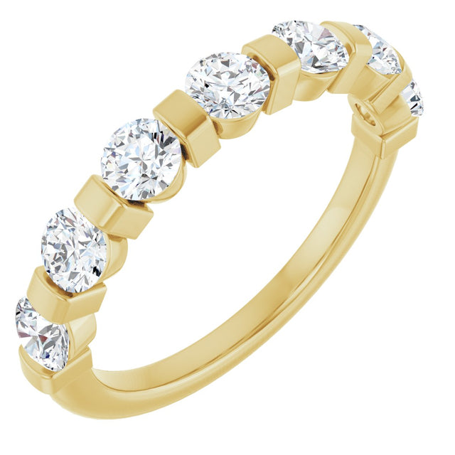 10K Gold Round Lab-Grown Diamond Bar Channel-Set Anniversary Band – 7/8–1 1/3 CTW - Yellow Gold