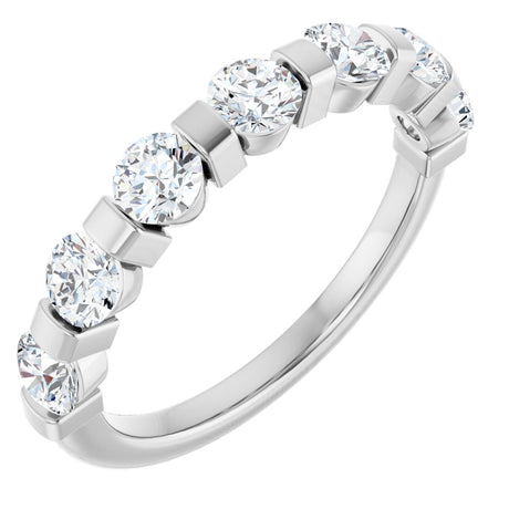 10K Gold Round Lab-Grown Diamond Bar Channel-Set Anniversary Band – 7/8–1 1/3 CTW - White Gold