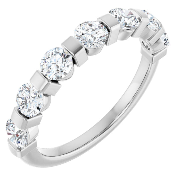 10K Gold Round Lab-Grown Diamond Bar Channel-Set Anniversary Band – 7/8–1 1/3 CTW - White Gold