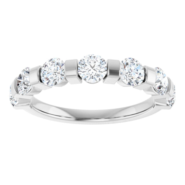 10K Gold Round Lab-Grown Diamond Bar Channel-Set Anniversary Band – 7/8–1 1/3 CTW - White Gold - view 3