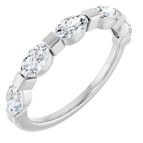 10K Gold Oval Lab-Grown Diamond Bar Channel-Set Anniversary Band – 9/10–2 CTW (Style 123675) - White Gold
