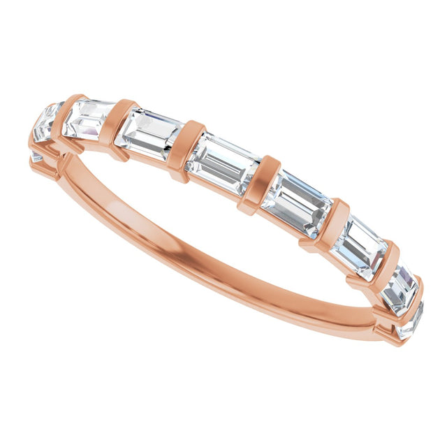 10K Gold Straight Baguette Natural Diamond Bar Channel-Set Anniversary Band – 1/5–5/8 CTW (Style 123675) - Rose Gold - view 5