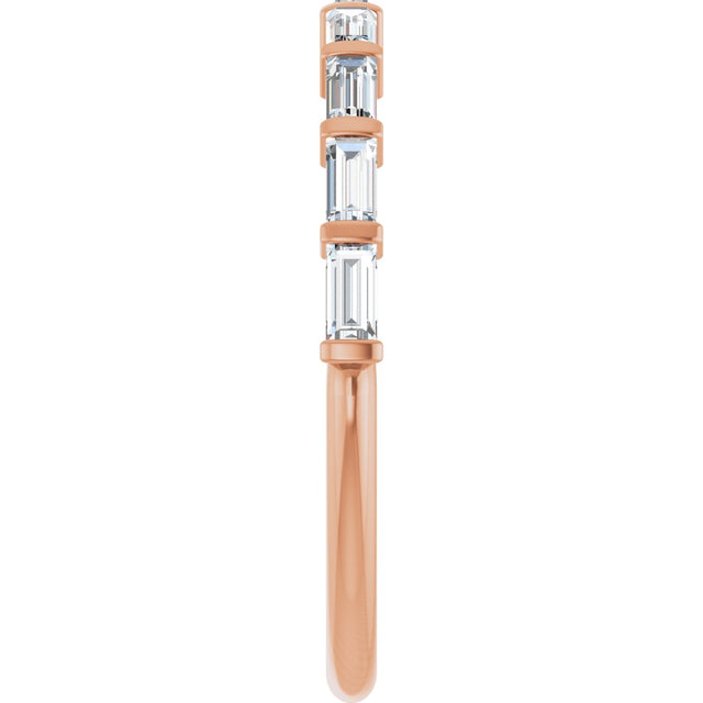 10K Gold Straight Baguette Lab-Grown Diamond Bar Channel-Set Anniversary Band – 1/5–1/2 CTW (Style 123675) - Rose Gold - view 4
