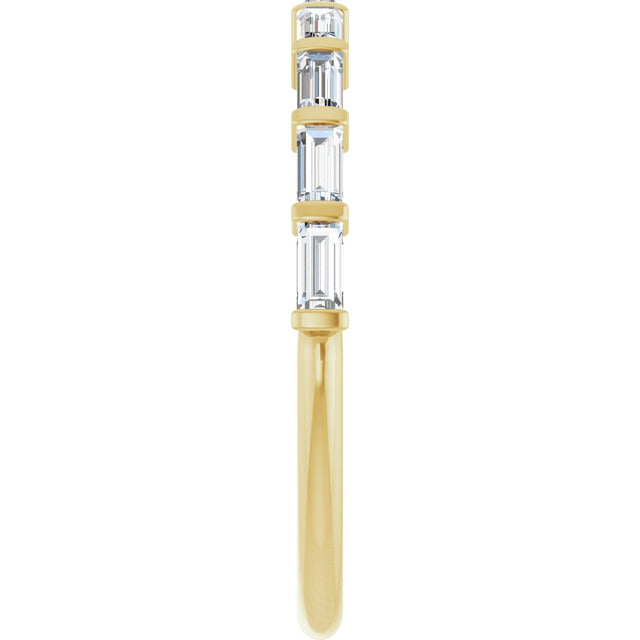 14K Gold Straight Baguette Lab-Grown Diamond Bar Channel-Set Anniversary Band – 1/5–3/4 CTW - Yellow Gold - view 4