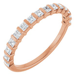 14K Gold Square Lab-Grown Diamond Bar Channel-Set Anniversary Band – 1/3–1 1/2 CTW - Rose Gold