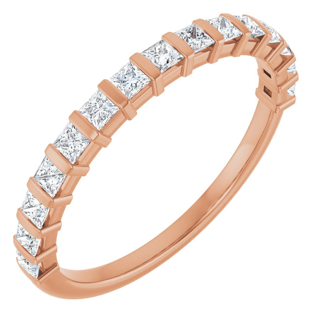 10K Gold Square Lab-Grown Diamond Bar Channel-Set Anniversary Band – 1/3–9/10 CTW - Rose Gold