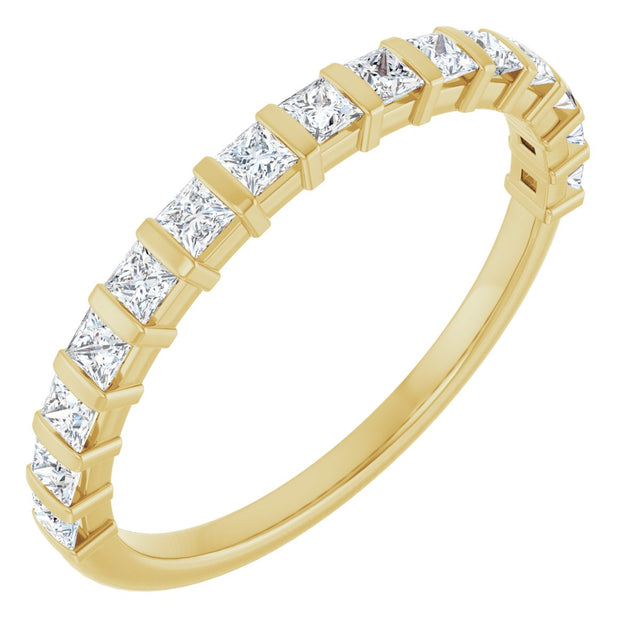 10K Gold Square Lab-Grown Diamond Bar Channel-Set Anniversary Band – 1/3–9/10 CTW - Yellow Gold