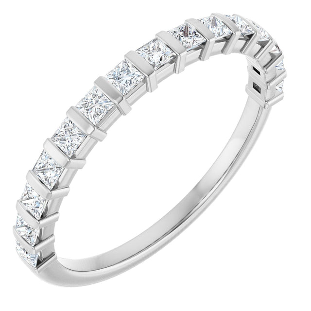10K Gold Square Lab-Grown Diamond Bar Channel-Set Anniversary Band – 1/3–9/10 CTW - White Gold
