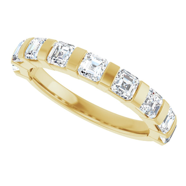 14K Gold Asscher Natural Diamond Bar Channel-Set Anniversary Band – 5/8–1 3/8 CTW (Style 123675) - Yellow Gold - view 5