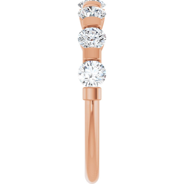 10K Gold Round Lab-Grown Diamond Bar Channel-Set Anniversary Band – 7/8–1 1/3 CTW - Rose Gold - view 4
