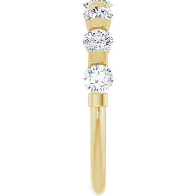 10K Gold Round Natural Diamond Bar Channel-Set Anniversary Band – 3/4–1 1/2 CTW (Style 123675) - Yellow Gold - view 4