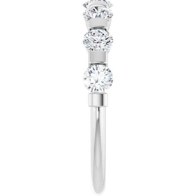 10K Gold Round Lab-Grown Diamond Bar Channel-Set Anniversary Band – 7/8–1 1/3 CTW - White Gold - view 4