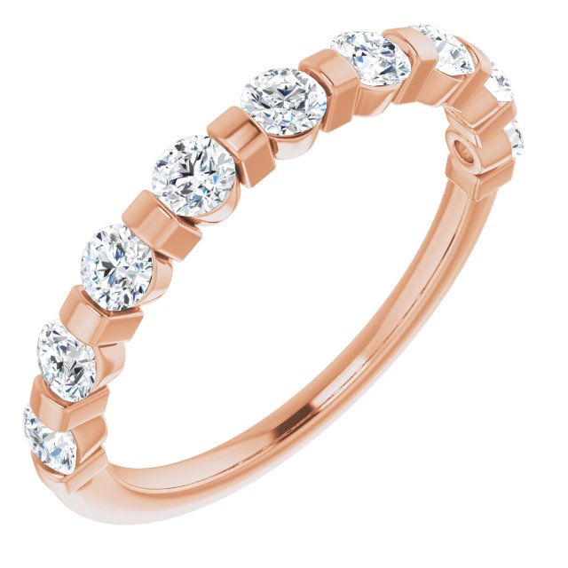 10K Gold Round Natural Diamond Bar Channel-Set Anniversary Band – 1/5–5/8 CTW (Style 123675) - Rose Gold