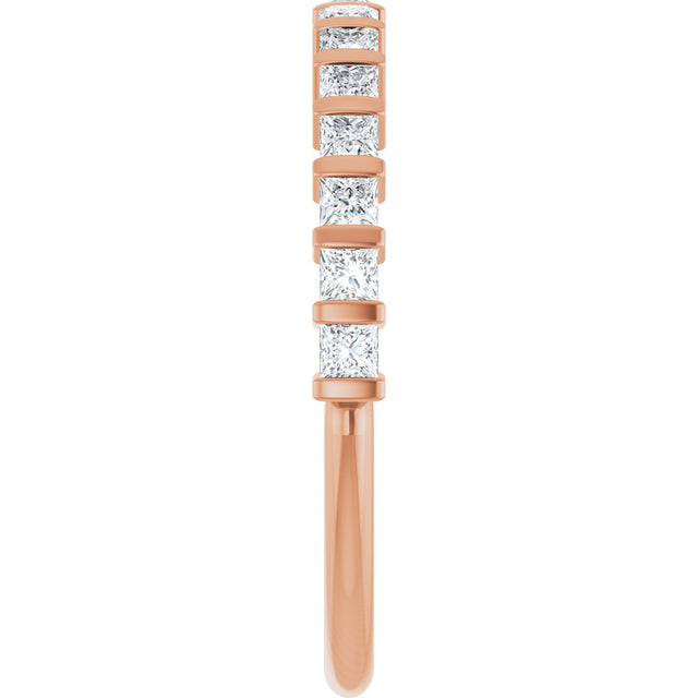 10K Gold Square Lab-Grown Diamond Bar Channel-Set Anniversary Band – 1/3–9/10 CTW - Rose Gold - view 4