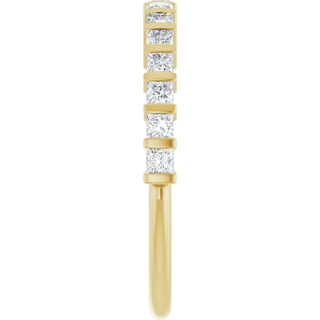 10K Gold Square Natural Diamond Bar Channel-Set Anniversary Band – 3/8–1 1/6 CTW - Yellow Gold - view 4