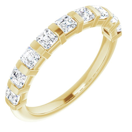 14K Gold Asscher Natural Diamond Bar Channel-Set Anniversary Band – 5/8–1 3/8 CTW (Style 123675) - Yellow Gold