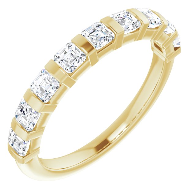 14K Gold Asscher Lab-Grown Diamond Bar Channel-Set Anniversary Band – 5/8–1 3/8 CTW - Yellow Gold