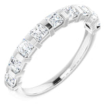14K Gold Asscher Natural Diamond Bar Channel-Set Anniversary Band – 5/8–1 3/8 CTW (Style 123675) - White Gold