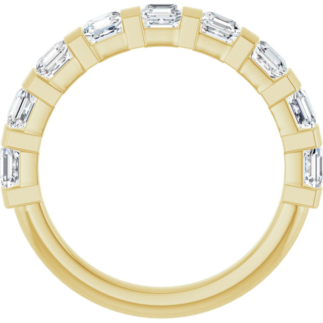 14K Gold Asscher Natural Diamond Bar Channel-Set Anniversary Band – 5/8–1 3/8 CTW (Style 123675) - Yellow Gold - view 2