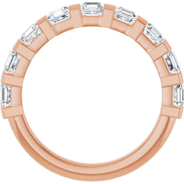 14K Gold Asscher Natural Diamond Bar Channel-Set Anniversary Band – 5/8–1 3/8 CTW (Style 123675) - Rose Gold - view 2