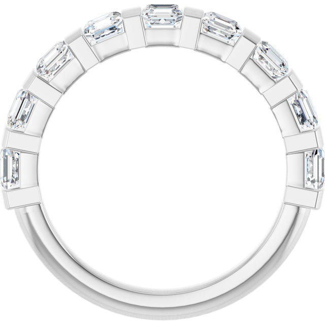 14K Gold Asscher Natural Diamond Bar Channel-Set Anniversary Band – 5/8–1 3/8 CTW (Style 123675) - White Gold - view 2