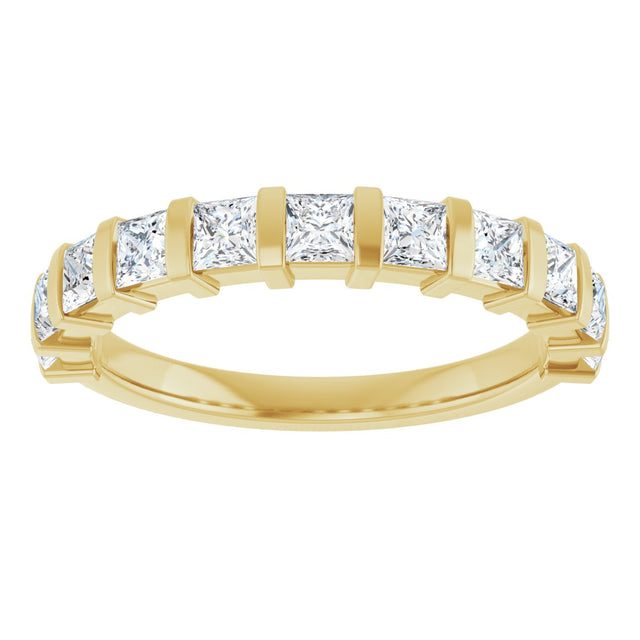 10K Gold Square Natural Diamond Bar Channel-Set Anniversary Band – 3/8–1 1/6 CTW - Yellow Gold - view 3
