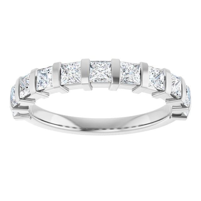 10K Gold Square Natural Diamond Bar Channel-Set Anniversary Band – 3/8–1 1/6 CTW - White Gold - view 3