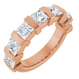 10K Gold Square Natural Diamond Bar Channel-Set Anniversary Band – 1 3/8–2 3/4 CTW (Style 123675) - Rose Gold