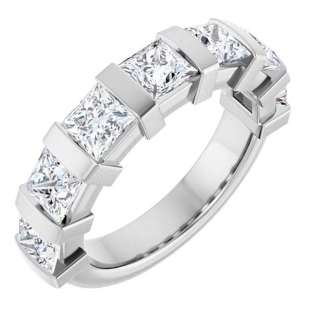 10K Gold Square Lab-Grown Diamond Bar Channel-Set Anniversary Band – 1 1/3–2 3/4 CTW (Style 123675) - White Gold