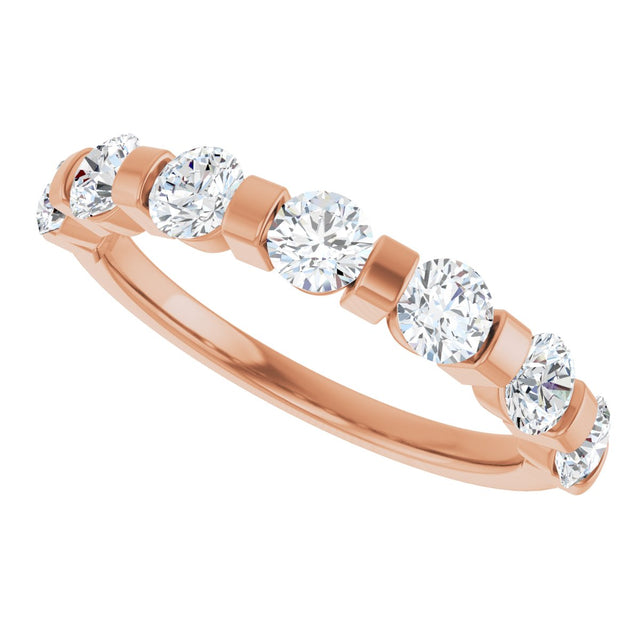 10K Gold Round Lab-Grown Diamond Bar Channel-Set Anniversary Band – 7/8–1 1/3 CTW - Rose Gold - view 5