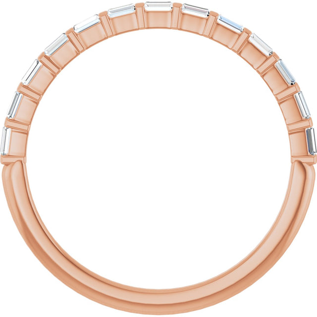 14K Gold Straight Baguette Natural Diamond Bar Channel-Set Anniversary Band – 1/5–3/4 CTW - Rose Gold - view 2