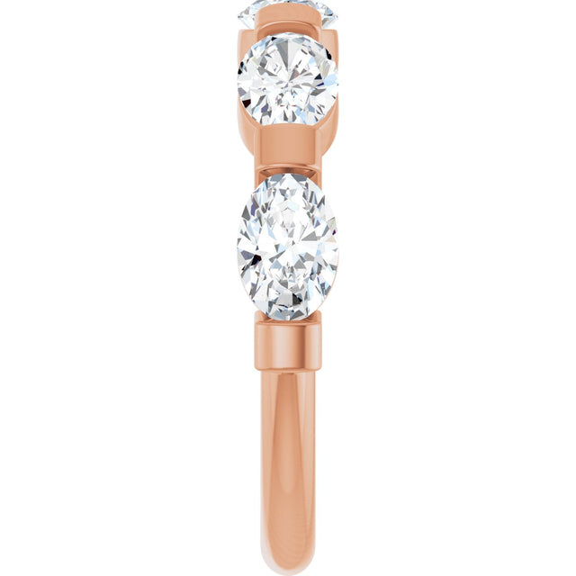 10K Gold Oval Lab-Grown Diamond Bar Channel-Set Anniversary Band – 9/10–2 CTW (Style 123675) - Rose Gold - view 4