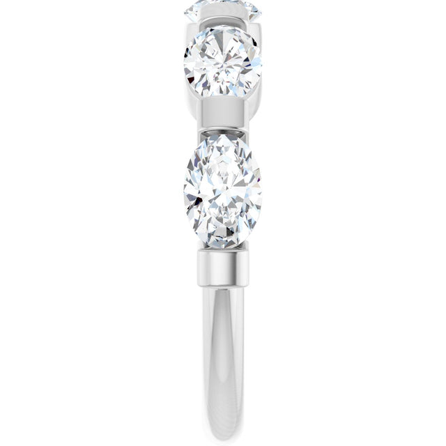 10K Gold Oval Lab-Grown Diamond Bar Channel-Set Anniversary Band – 9/10–2 CTW (Style 123675) - White Gold - view 4