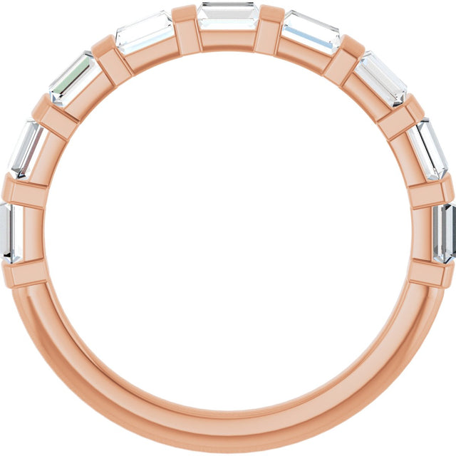 10K Gold Straight Baguette Lab-Grown Diamond Bar Channel-Set Anniversary Band – 3/4–9/10 CTW (Style 123675) - Rose Gold - view 2
