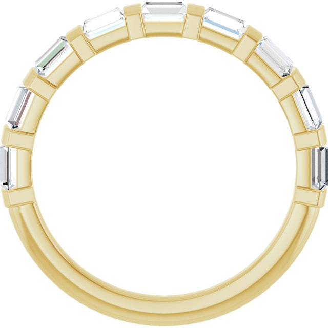 10K Gold Straight Baguette Natural Diamond Bar Channel-Set Anniversary Band – 3/4–1 CTW (Style 123675) - Yellow Gold - view 2