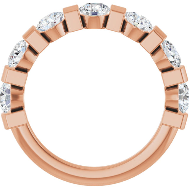 10K Gold Round Natural Diamond Bar Channel-Set Anniversary Band – 1 5/8 CTW (Style 123675) - Rose Gold - view 2