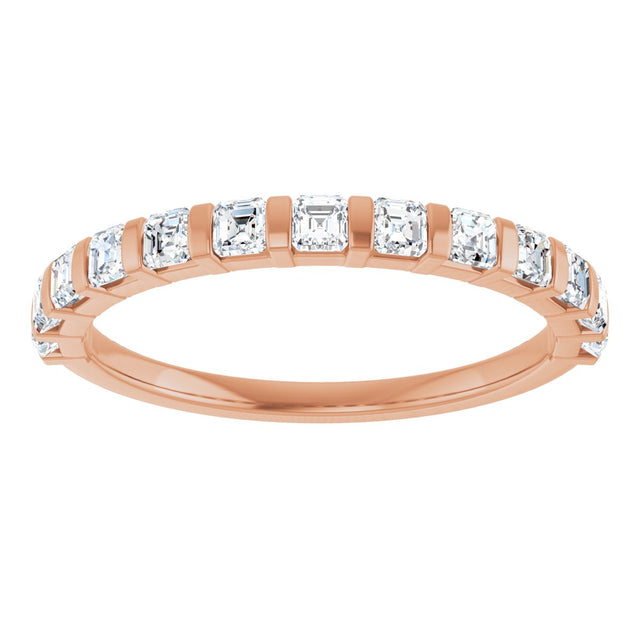14K Gold Asscher Natural Diamond Bar Channel-Set Anniversary Band – 5/8–1 3/8 CTW (Style 123675) - Rose Gold - view 3