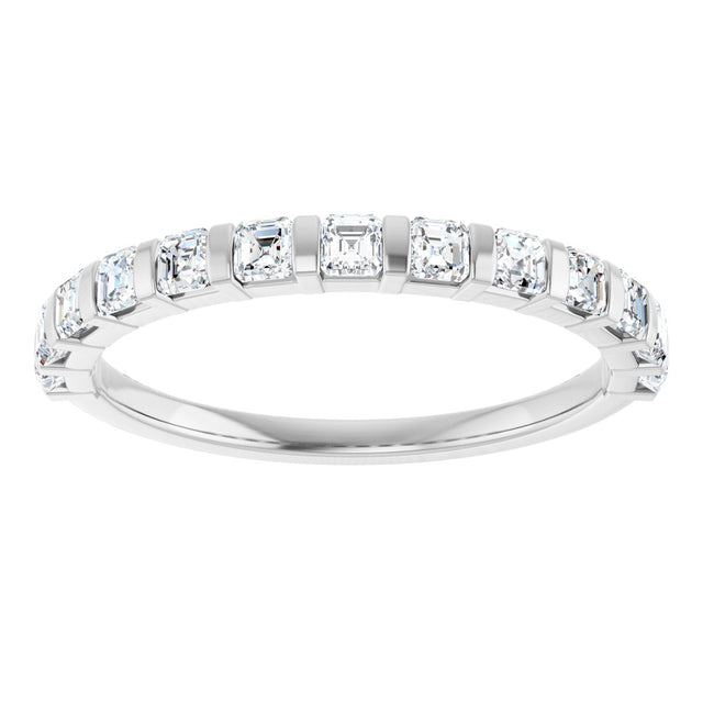 14K Gold Asscher Lab-Grown Diamond Bar Channel-Set Anniversary Band – 5/8–1 3/8 CTW - White Gold - view 3