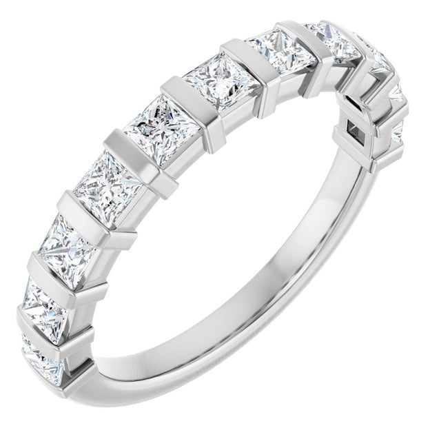 10K Gold Square Lab-Grown Diamond Bar Channel-Set Anniversary Band – 1/3–9/10 CTW - White Gold